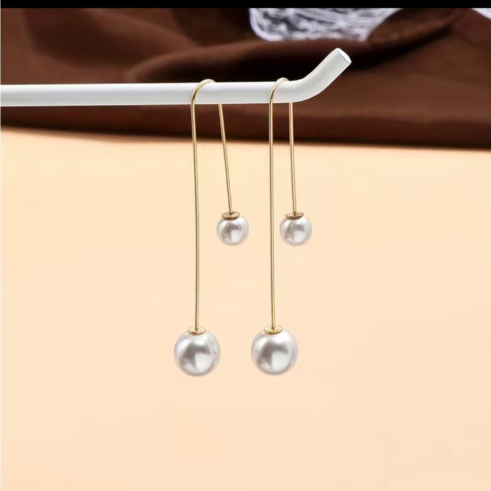 Elegant Minimalist Detachable Faux Pearl Threader Earrings